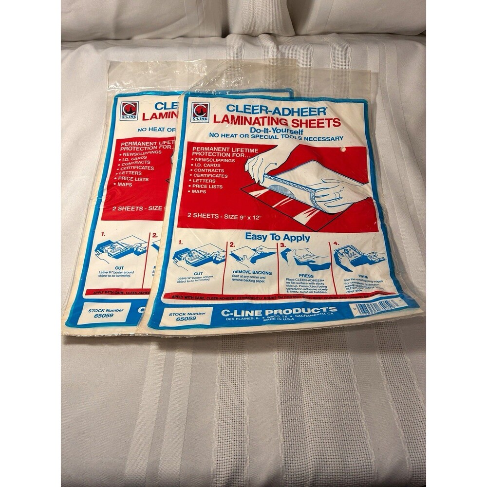 C-Line Cleer-Adheer Self-Adhesive No-Heat Laminating Sheets 9x12 MPN 65059